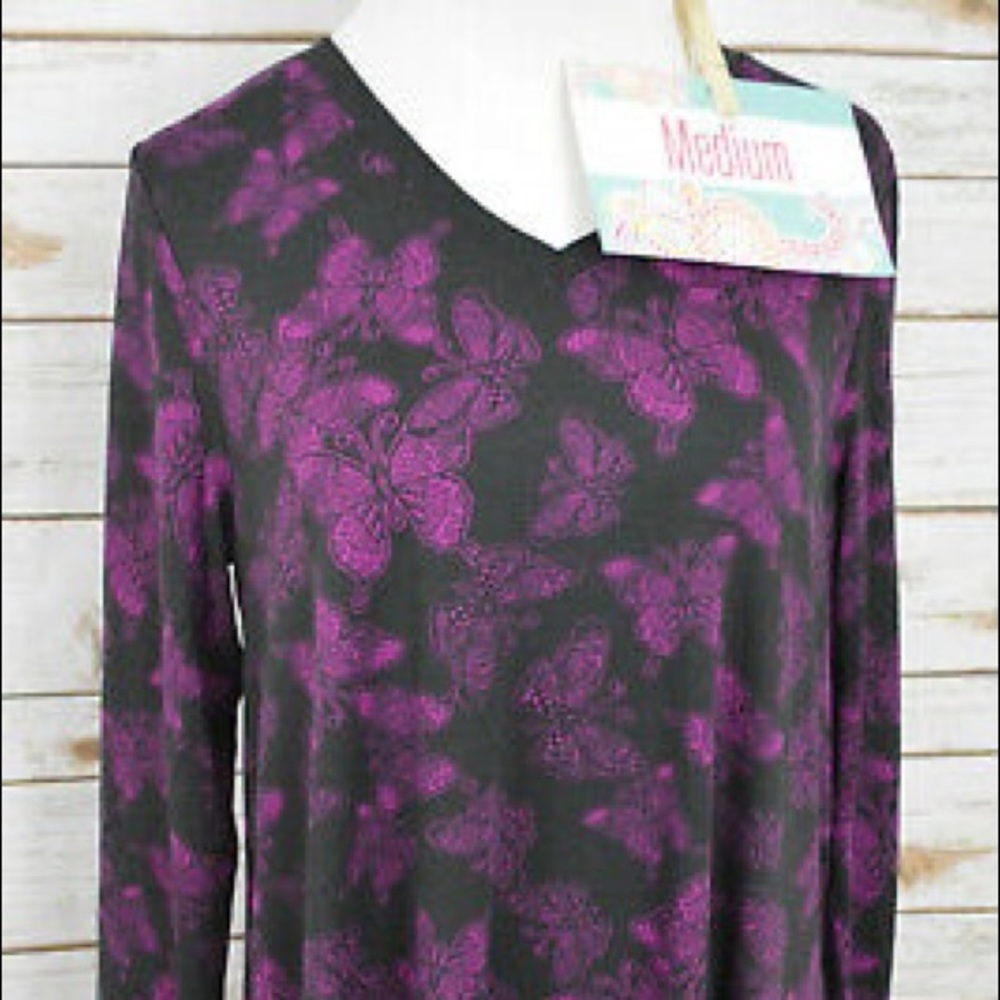 🖤💜Lularoe Emily Magenta butterfly dress💜🖤